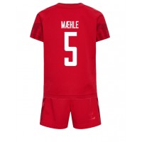 Echipament fotbal Danemarca Joakim Maehle #5 Tricou Acasa Mondial 2022 pentru copii maneca scurta (+ Pantaloni scurti)